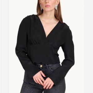 Abercrombie & fitch black deep V‎ blouse smocked back